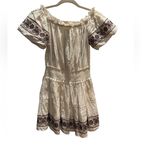 LoveShackFancy Cream Embroidered Off-Shoulder Blouse - Picture 4 of 5